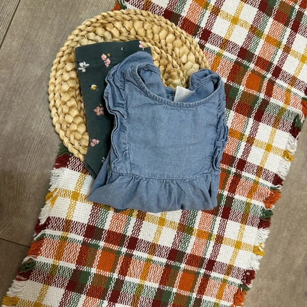 Carter’s 2T Toddler Girl Chambray Blouse & Floral Leggings Outfit Set - Picture 11 of 13